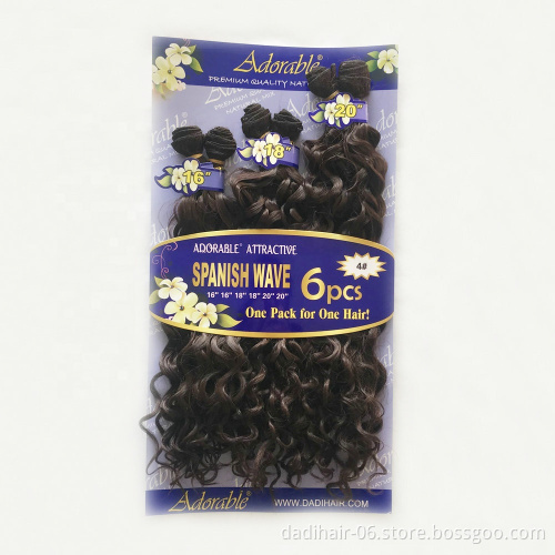 Adorable synthetic hair weaves Spanish Wave 6 Bundles/lot 16"-20" Unprocessed Brazilian Bouncy Curly Hair extensions dropship